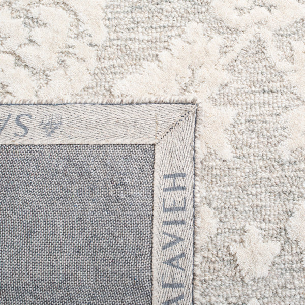 Charlton Home® Shoshone Floral Handmade Tufted Wool Beige / Ivory Area